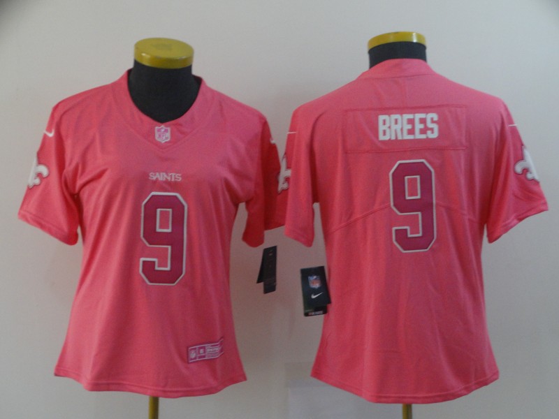 Women's New Orleans Saints #9 Drew Brees Pink Vapor Untouchable Limited Stitched NFL Jersey
